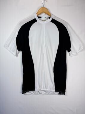 Nashbar Men's Road Cycling Jersey 3/4 Zip 3 Pocket Performance Black White L